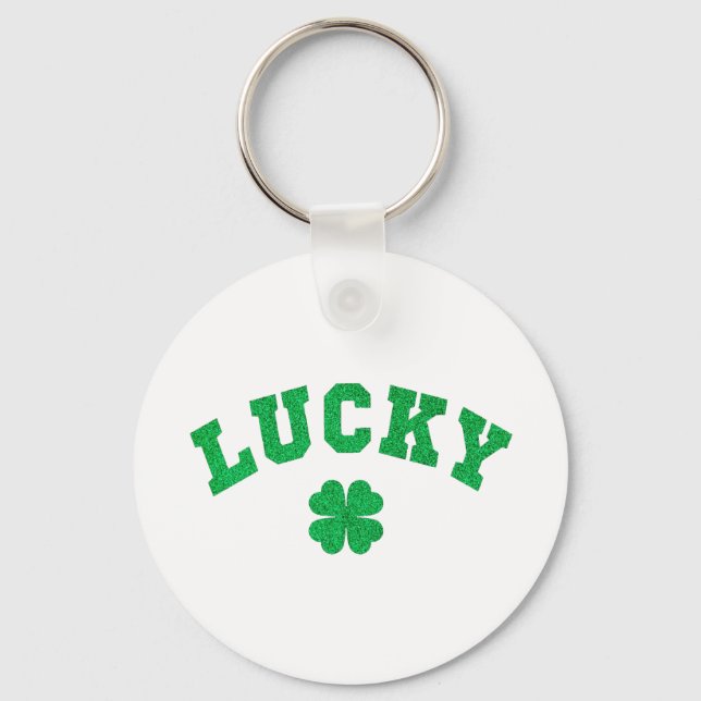 Lycklig Klöver Saint Patricks Dag Tryck På Båda Si Nyckelring (Framsida)