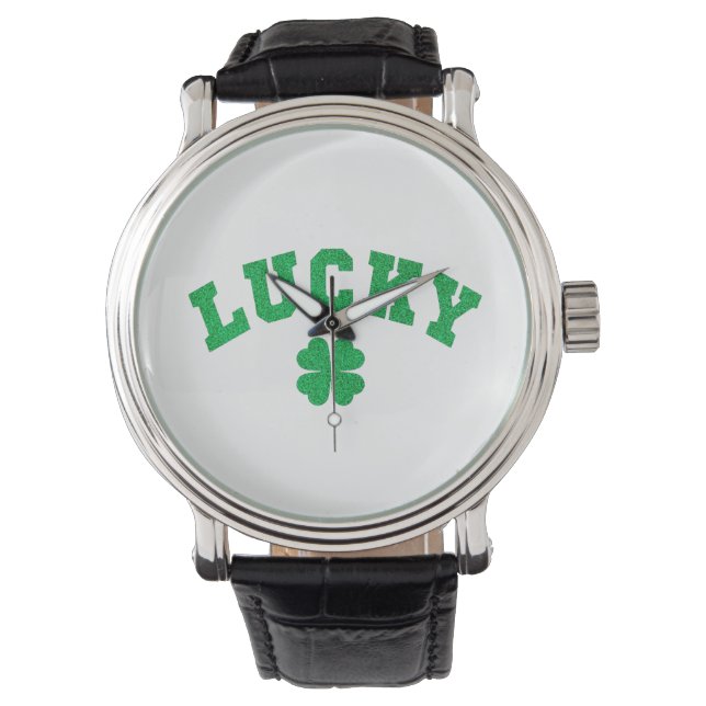 Lycklig Klöver Saint Patricks Day Tryck på Båda Si Armbandsur (Framsida)