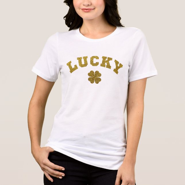 Lycklig Klöver Saint Patricks T Shirt (Framsida)