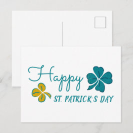 Lycklig Klöver Shamrock Ritning St. Patrick's Day Helg Vykort