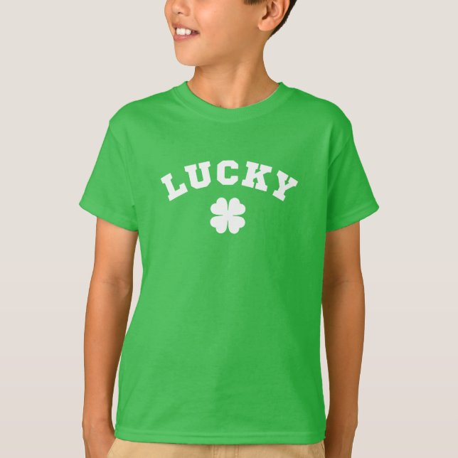 Lycklig Klöver St. Patricks Dag T Shirt (Framsida)