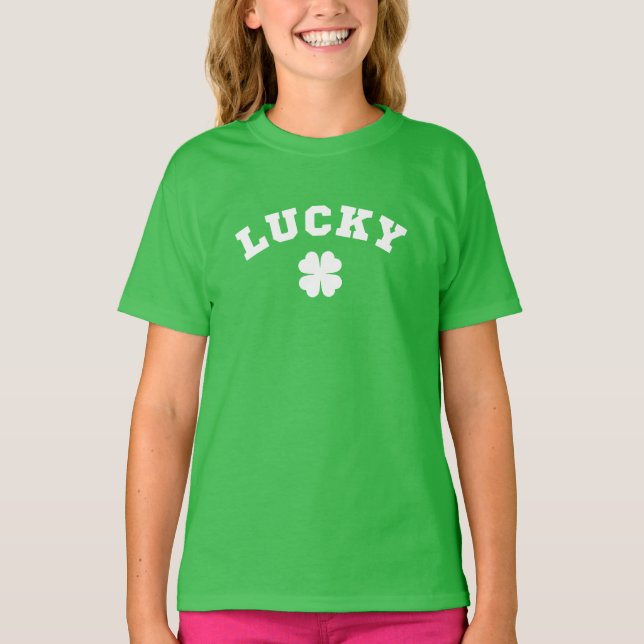 Lycklig Klöver St. Patricks Dag T Shirt (Framsida)
