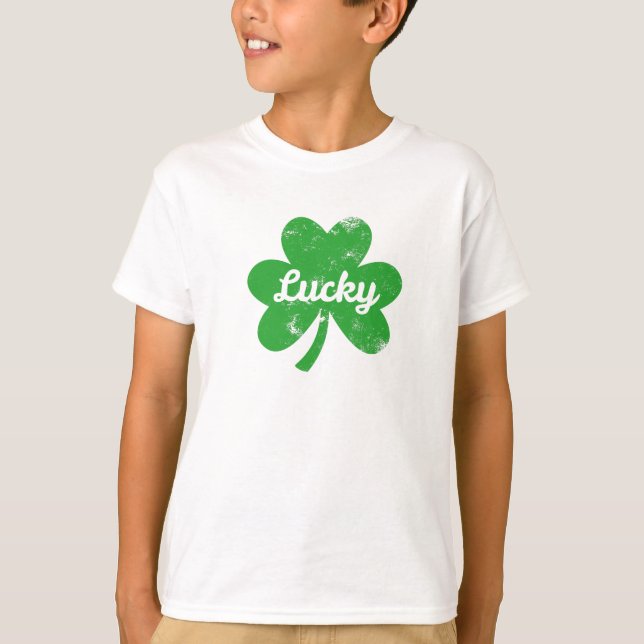 Lycklig Klöver St Patrick's Day T Shirt (Framsida)