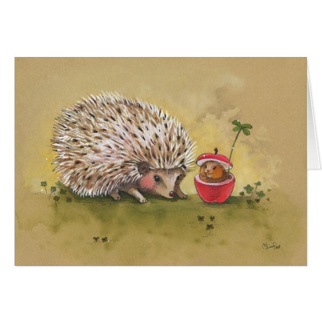 Lycklig klövereftermiddag hälsningskort (Framsidan Horizontal)