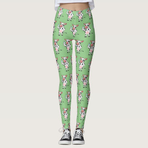 Lycklig ko med baby flaska tecknad leggings