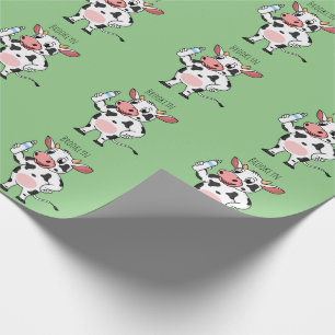 Lycklig ko med baby flaska tecknad presentpapper