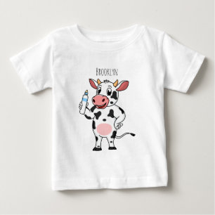 Lycklig ko med baby flaska tecknad t shirt