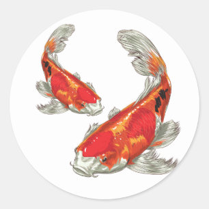 Lycklig Koi Runt Klistermärke