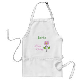 Lycklig-kokande blomma Anpassa Namn Vuxen Apron Förkläde