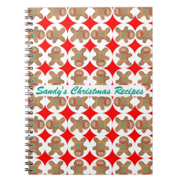 Lycklig kokbok för pepparkakapersonligjul anteckningsbok med spiral