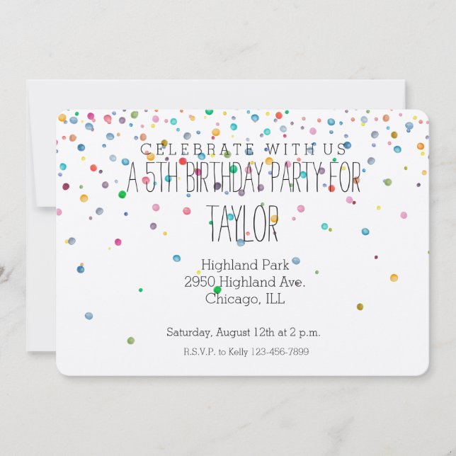 Lycklig-konfetti-punkter Inbjudningar (Framsida)
