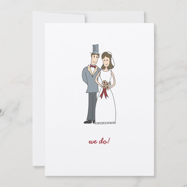 Lycklig kopplar ihop bröllopinbjudan inbjudningar (Framsida)