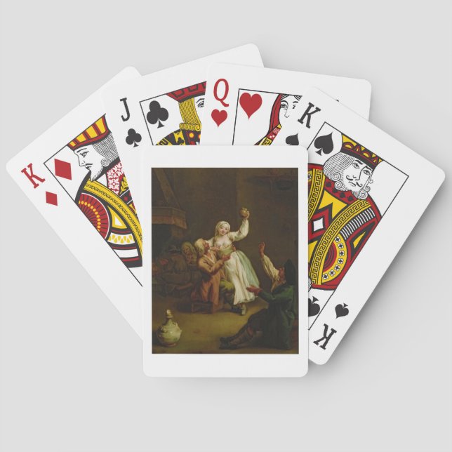 Lycklig kopplar ihop spel kort (Baksidan)