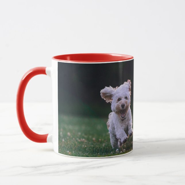 lycklig kör hund mugg (Vänster)