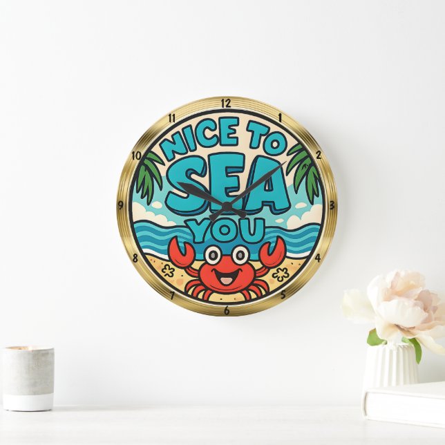 Lycklig krabb Beach Sea Stor Klocka (Hem)
