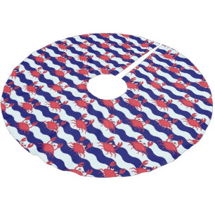 Lycklig krabbor Mönster Julgransmatta Borstad Polyester