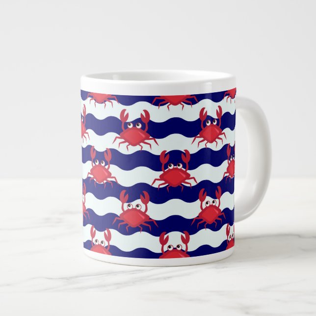 Lycklig krabbor Mönster Jumbo Mugg (Framsida höger)