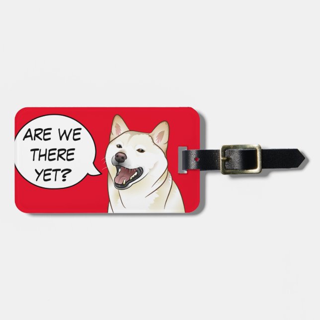 Lycklig krämig märkre för Shiba Inu hundanpassade Bagagebricka (Horisontell Framsida)