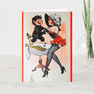 Lycklig Krampus med Temptress Vintage-julen Helgkort