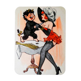 Lycklig Krampus med Temptress Vintage-julen Magnet