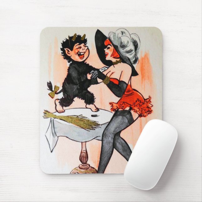 Lycklig Krampus med Temptress Vintage-julen Musmatta (Med mus)