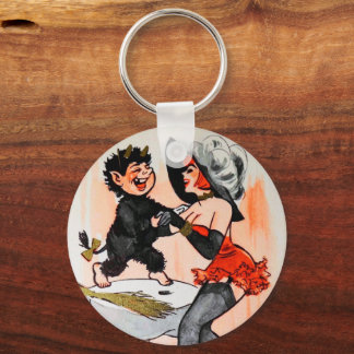 Lycklig Krampus med Temptress Vintage-julen Nyckelring