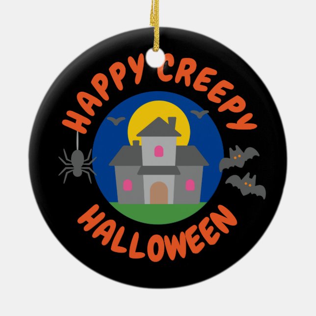 Lycklig kräppy Halloween - Kids Julgransprydnad Keramik (Baksidan)