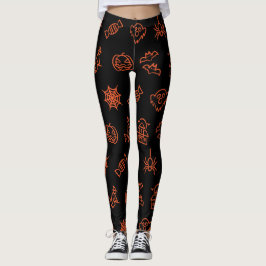 Lycklig kräppy Halloween mönster - Svart och orang Leggings
