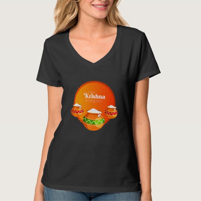 Lycklig Krishna Janmashtami T Shirt (Framsida)