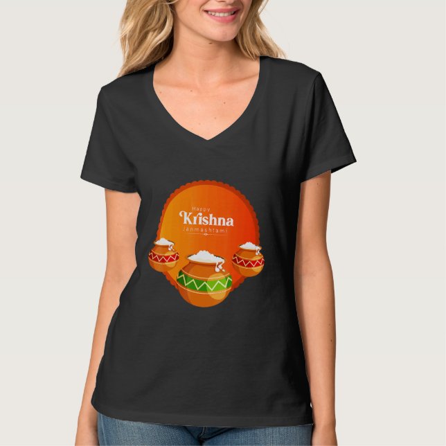 Lycklig Krishna Janmashtami T Shirt (Framsida)