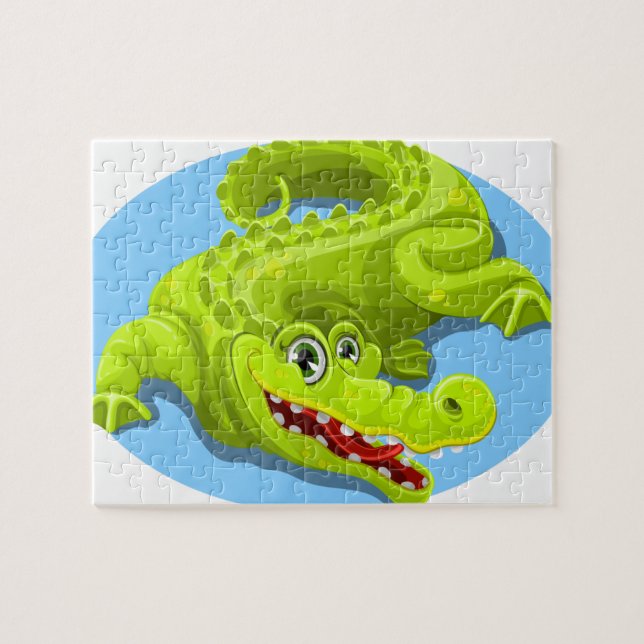 Lycklig krokodil pussel (Horisontell)