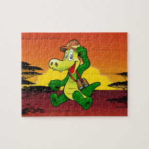 Lycklig krokodil pussel
