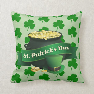 Lycklig kruka för st patrick's day av guld kudde