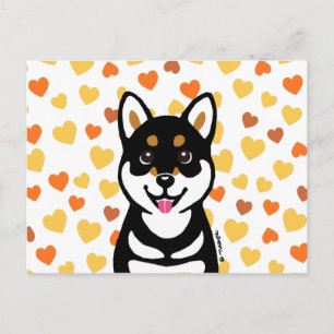 Lycklig Kuro Shiba Postcard Hearts Vykort