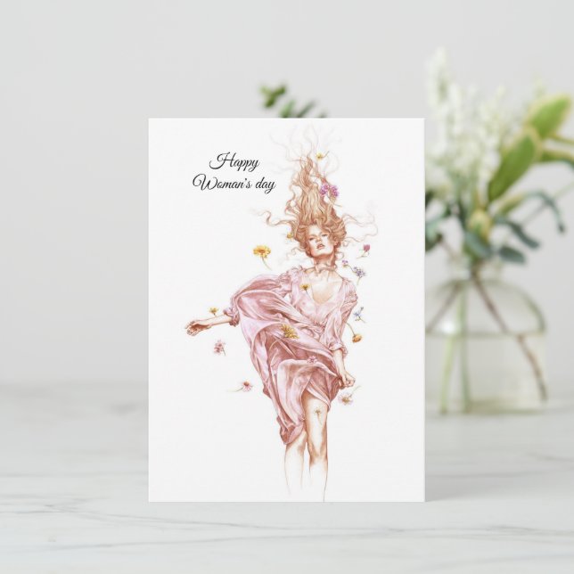 Lycklig kvinnans dag julkort (Stående Fram)
