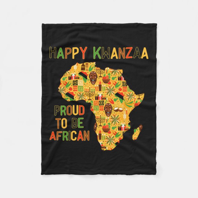 Lycklig Kwanzaa Afrika Karta 7 Principer Firande Fleecefilt (Framsidan)