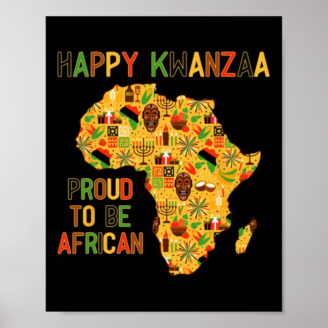 Lycklig Kwanzaa Afrika Karta 7 Principer Firande Poster (Framsidan)