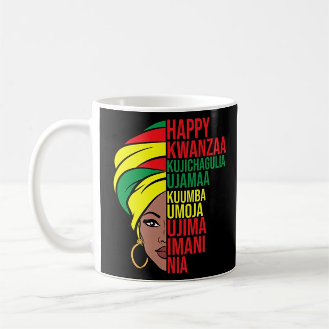 Lycklig Kwanzaa afrikanska amerikanska Firande-mån Kaffemugg (Vänster)