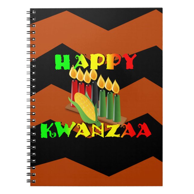 LYCKLIG KWANZAA ANTECKNINGSBOK MED SPIRAL (Framsidan)