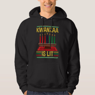 Lycklig Kwanzaa är Lit Funny African American Cand Hoodie