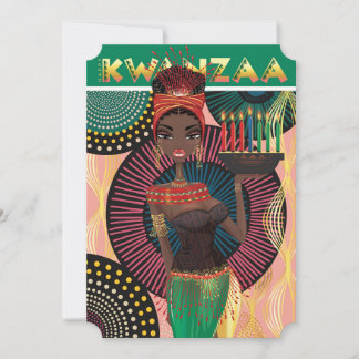 Lycklig Kwanzaa Bevackra African Girl Helgdag Card Julkort