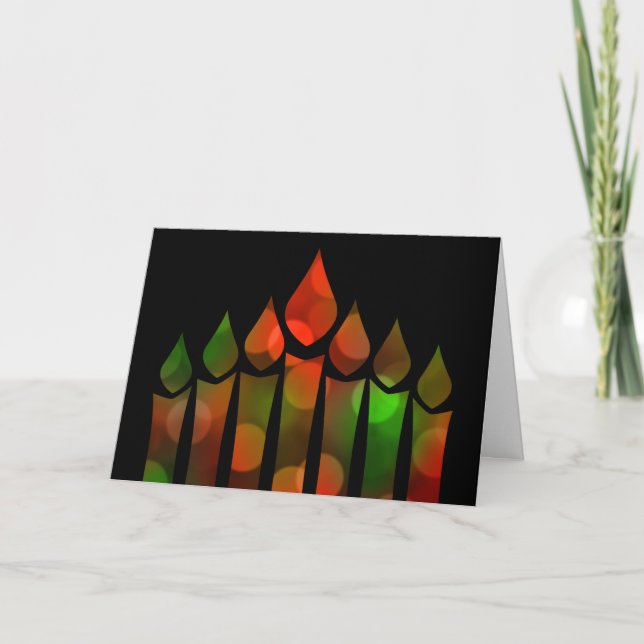 Lycklig Kwanzaa Bokeh Kinara Helgkort (Framsida)