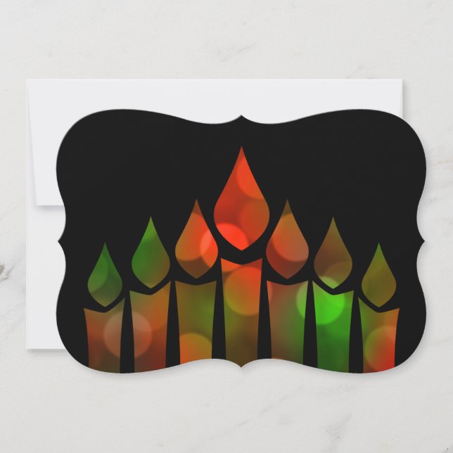 Lycklig Kwanzaa Bokeh Kinara Inbjudningar (Framsida)