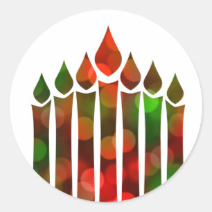 Lycklig Kwanzaa Bokeh Kinara Runt Klistermärke
