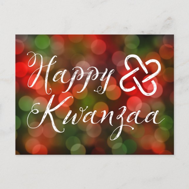 Lycklig Kwanzaa Bokeh Umoja Ljus Vykort (Framsida)