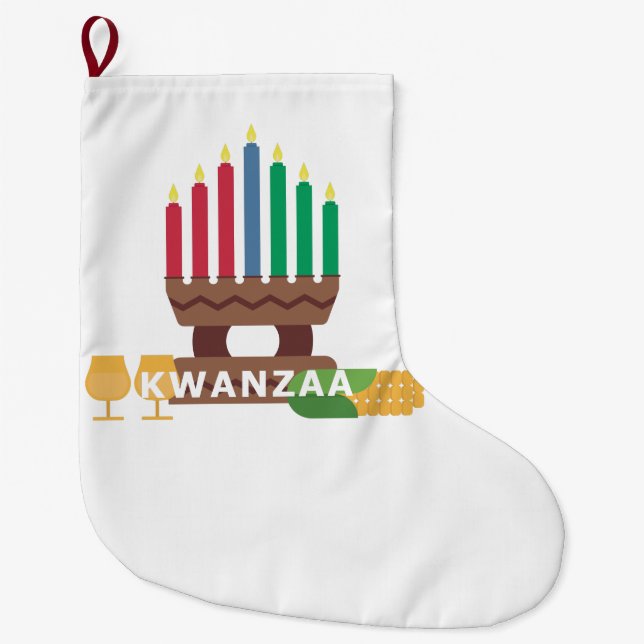lycklig kwanzaa candles stor julstrumpa (Framsidan)