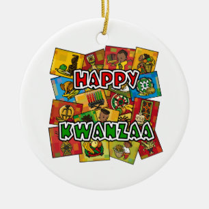 Lycklig Kwanzaa Collage Julgransprydnad Keramik