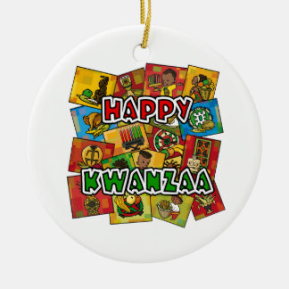 Lycklig Kwanzaa Collage Julgransprydnad Keramik