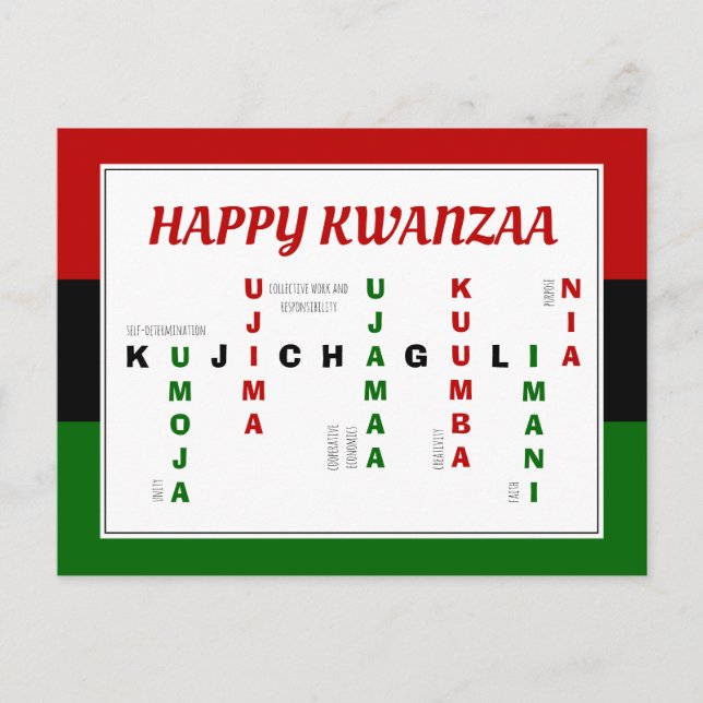 Lycklig Kwanzaa Crossword Helg Vykort (Framsida)