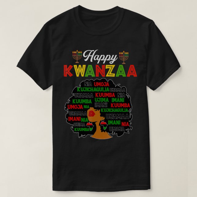 Lycklig Kwanzaa Dekorationer Afrikanska amerikansk T Shirt (Design framsida)